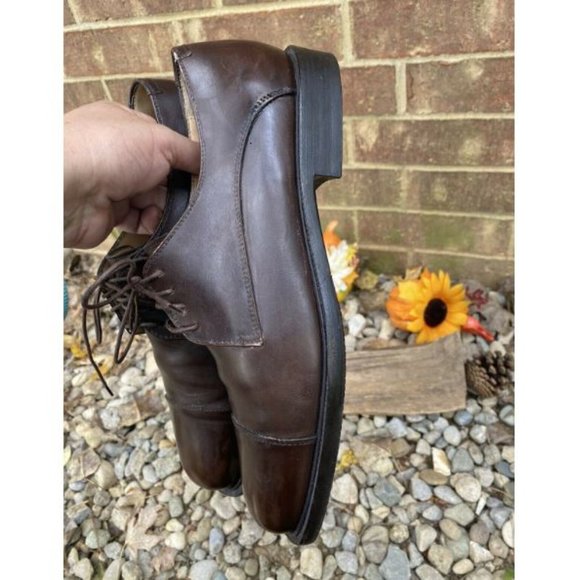 SALVATORE FERRAGAMO MEN'S Studio Brown Leather Oxford Cap Toe Dress Shoe 8.5 D - Picture 8 of 10